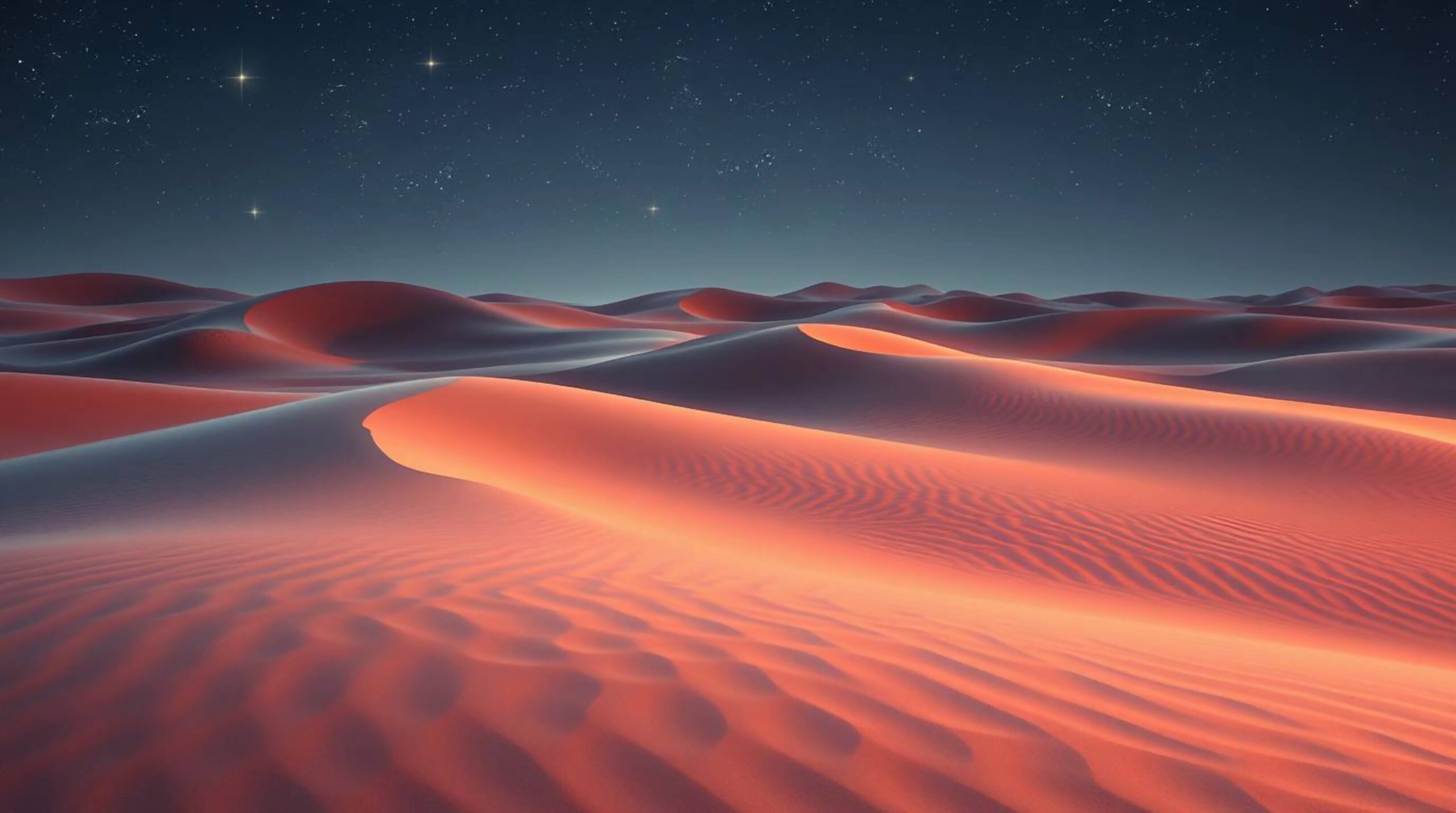 Le désert la nuit, étoiles et dunes de sable